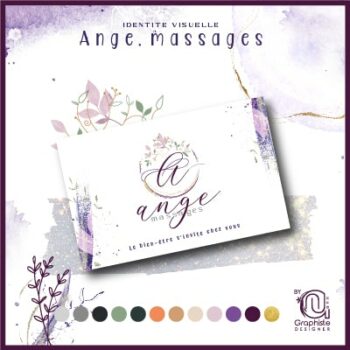 Conception graphique du logo et du graphisme par By ann graphiste Designer, graphiste Occitanie, de Ange Massage, praticienne en massages bien-être.
