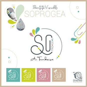 Logo et supports de communication pour l'entreprise SOPROGEA, crée par Aurélie Tamboise, Assistante indépendante près de Nîmes, je vous épaule dans votre gestion administrative quotidienne. Création graphique Ann Picot de By Ann Graphiste Designer basé à Sernhac à côté de Nîmes, Avignon, et Montpellier.