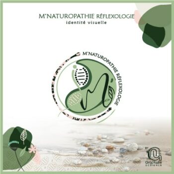 Logo yin et yang pour M'Naturopathie reflexologie, de Marie-Neige, création du logo par Ann picot, graphiste à Nîmes.