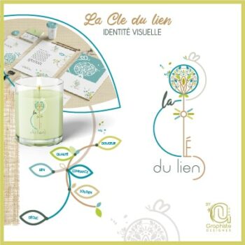 Logo et univers graphique pour la clé du lien à Nîmes, création Ann Picot.