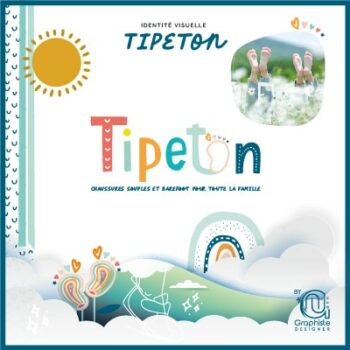 Logo pour la boutique en ligne TIPETON, Chaussures souples et barefoot pour toute la famille, basé à Narbonne. Création du logo By Ann Graphiste designer, graphiste illustratrice situé à Nîmes.